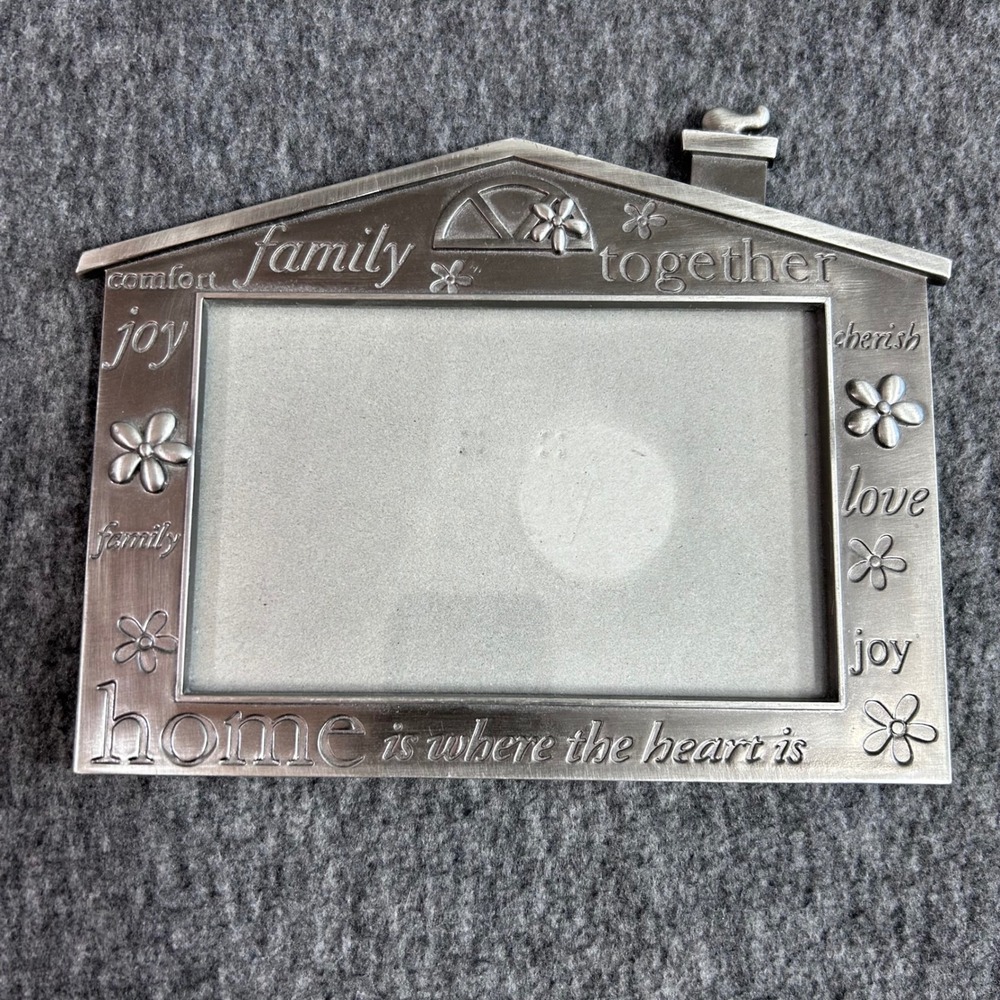 Fetco Home Decor Pewter Metal House Picture Frame Home Is Where The Heart Is 4x6